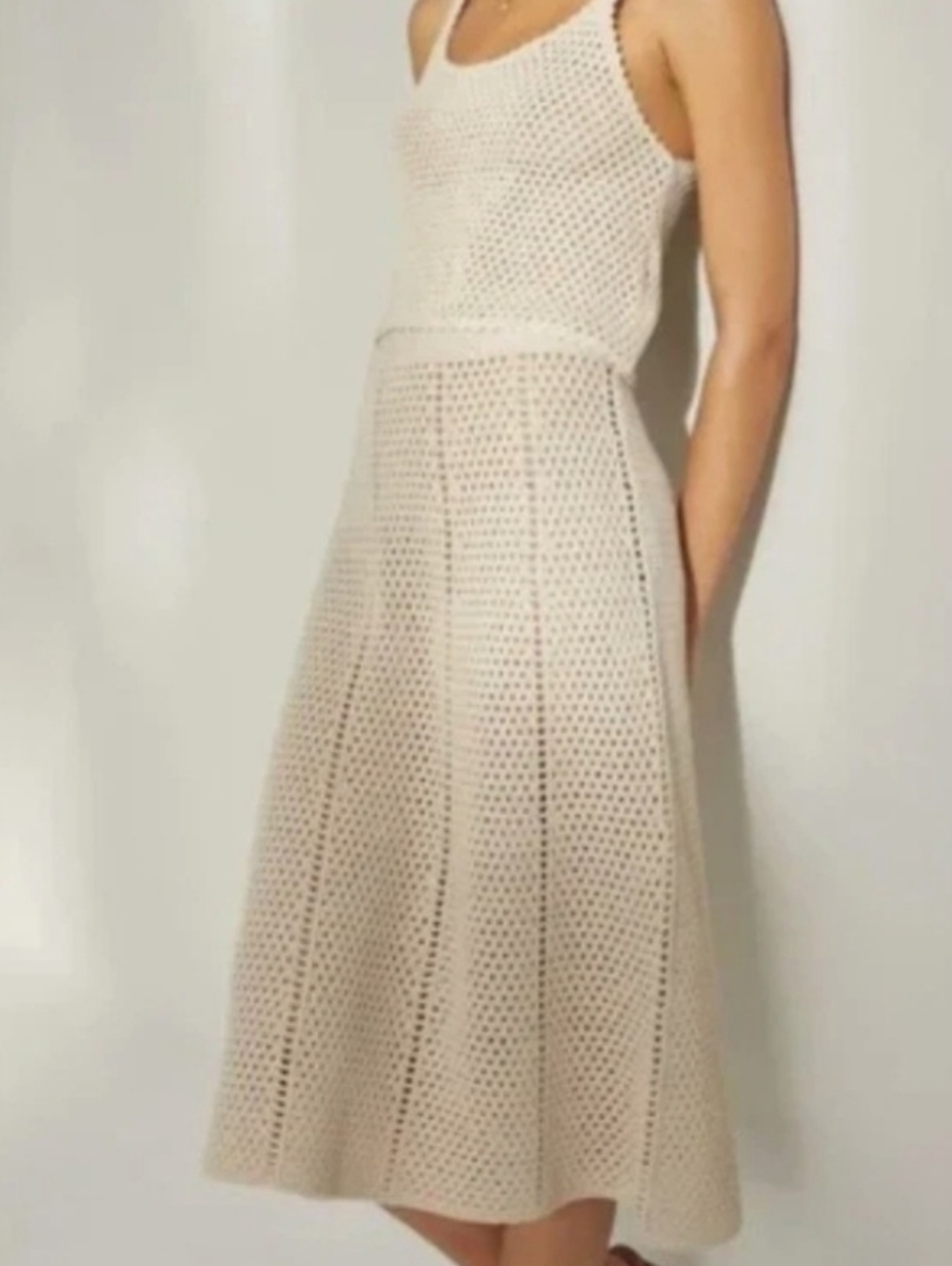 Aritzia Wilfred Evie Crochet Midi Skirt, Birch (Eccru), XXS, Festival Boho Beach - Picture 2 of 8